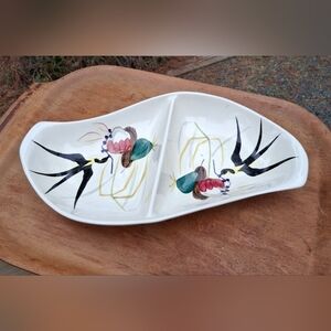 VTG Red Wing Handpainted Capistrano  Ceramic Divided Vegetable Bowl #254